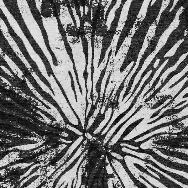 Homeroots 3' Modern Black Charcoal And Ivory Abstract Washable Indoor Outdoor Area Rug For Stylish Spaces 9' X 12' Polyester 587996