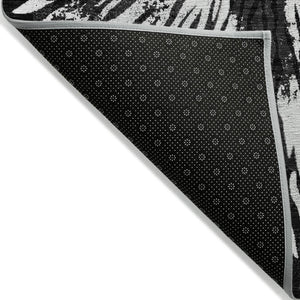 Homeroots 3' Modern Black Charcoal And Ivory Abstract Washable Indoor Outdoor Area Rug For Stylish Spaces 10' X 14' Polyester 587997