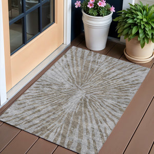 Homeroots 3' Modern Black Charcoal And Ivory Abstract Washable Indoor Outdoor Area Rug For Stylish Spaces 3' X 5' Polyester 587998