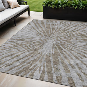 Homeroots 3' Modern Black Charcoal And Ivory Abstract Washable Indoor Outdoor Area Rug For Stylish Spaces 5' X 8' Polyester 587999