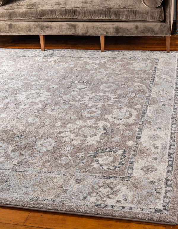 Unique Loom Penrose Krystle Machine Made Floral Rug Beige Brown, Gray/Ivory 8' 0" x 8' 0"