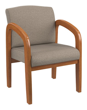 OSP Home Furnishings Medium Oak Wood Visitor Chair with Lumbar Support and Taupe Fabric for Office Use Cotton WD380-K008