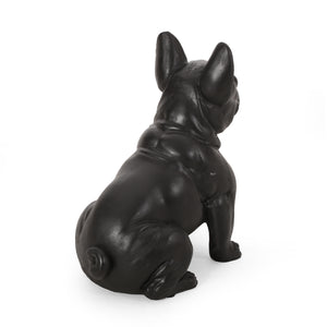 English Elm Christopher Knight Home® - DOG French Bulldog Garden Sculpture Cast Stone Outdoor Accent with Antique Wash, Durable Charm Black 70293.00BLK