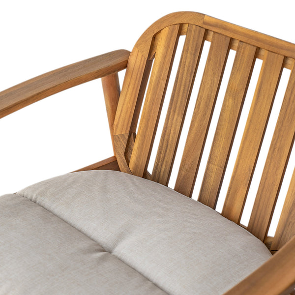 English Elm Christopher Knight Home® - Meja Teak Club Chair Set of 2 with Beige Cushions — Acacia & Eucalyptus Wood, Sleek Outdoor Design N775P282498T