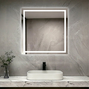English Elm 36" Square Led Vanity Mirror with Dual Front Back Lighting Dimmable Anti-fog Bathroom W1920P493135