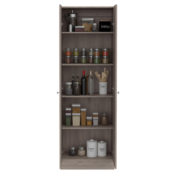 English Elm Virginia Double Door Storage Cabinet with 5 Shelves – Space-Saving Kitchen, Garage & Mudroom Organizer, Modern Design B128P148832