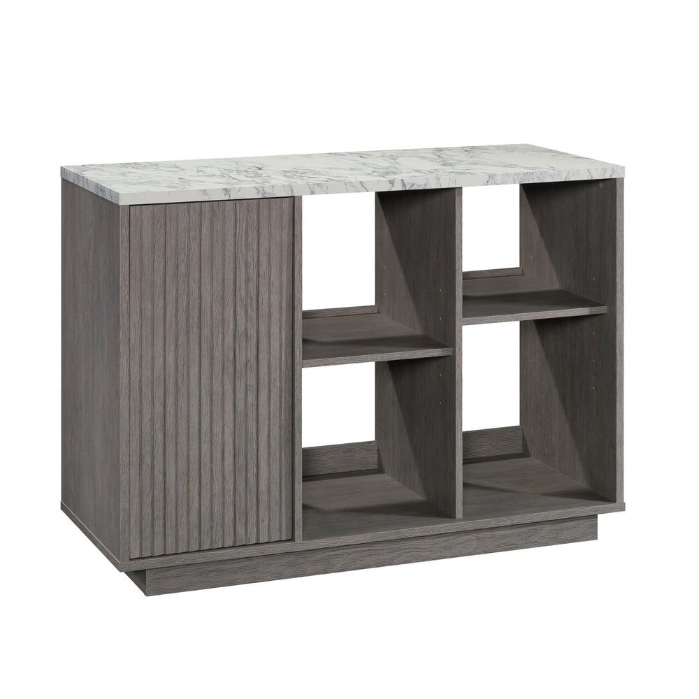 English Elm Accent Gray Storage Cabinet with Adjustable Shelves, Cord Management, Modern Media Center (47.2" L) B356P354469