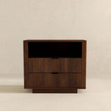 English Elm Ashcroft Furniture - Lola Mid Century Modern Walnut Nightstand 2-Drawer Bed Side Table