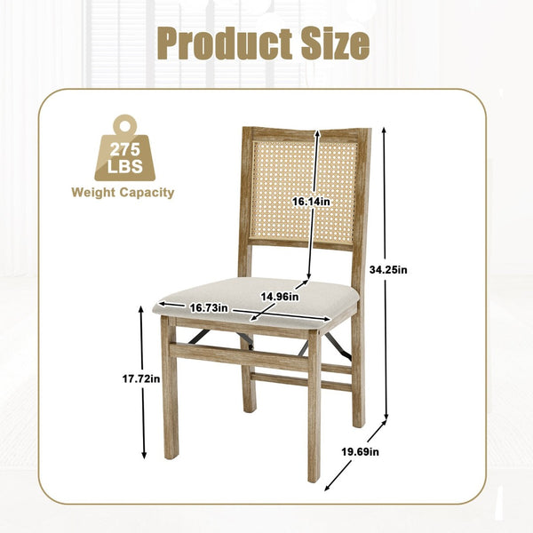 English Elm Scandinavian Solid Wood Dining Chairs with Woven Rattan Back Cushioned Seat Set of 2 W395P317025