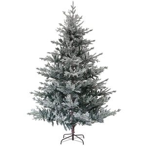 English Elm Homcom 7.5Ft Nordic Pine Snow Flocked Christmas Tree With Easy Assembly & Stable Metal Stand For Holidays W2225P229279