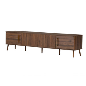English Elm 78 Inch Walnut Entertainment Center Fluted Doors Solid Wood Legs for Living Room N710P372559P
