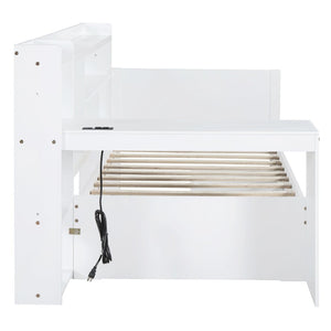 English Elm Twin Size Daybed With Integrated Desk, Usb Ports & 3 Large Drawers For Smart Storage & Style N820S00017K-GIGA