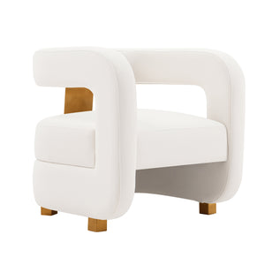 English Elm Amirah Velvet Lounge Chair White — Luxurious Velvet, Brushed Gold Legs, Pine Frame, 440 lb Capacity, Ready-Use B365P397990
