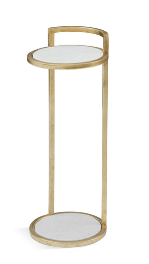 Basset Mirror Surrey Modern Martini Table With Elegant White Marble Inserts - Perfect Chair Side Accent Piece Gold Metal ,Marble 5880-lr-222