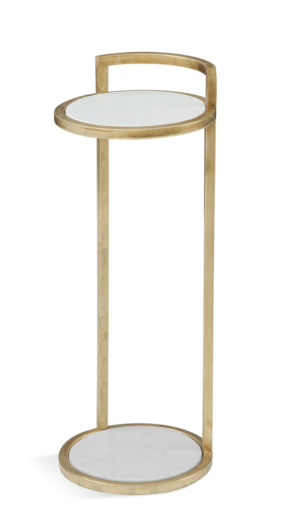 Basset Mirror Surrey Modern Martini Table With Elegant White Marble Inserts - Perfect Chair Side Accent Piece Gold Metal ,Marble 5880-lr-222