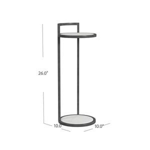 Basset Mirror Surrey Modern Martini Table – Chic Chair Side Accent With White Marble Inserts & Sleek Black Frame Black Metal ,Marble 5880-lr-223