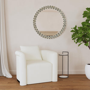 Basset Mirror Surrey Modern Martini Table – Chic Chair Side Accent With White Marble Inserts & Sleek Black Frame Black Metal ,Marble 5880-lr-223