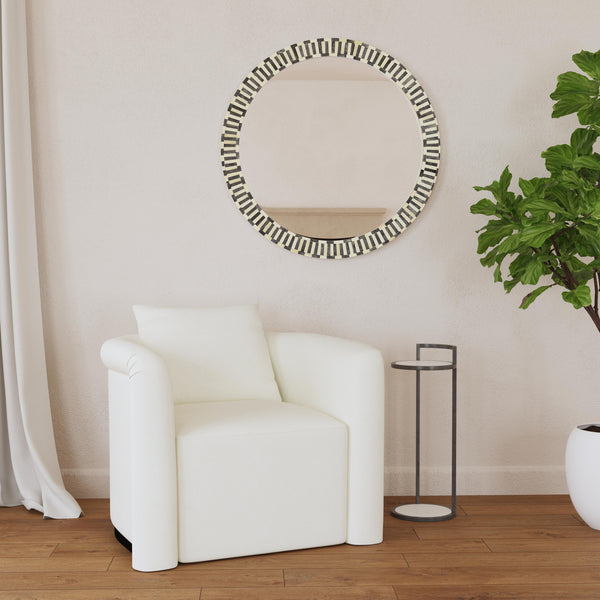Basset Mirror Surrey Modern Martini Table – Chic Chair Side Accent With White Marble Inserts & Sleek Black Frame Black Metal ,Marble 5880-lr-223