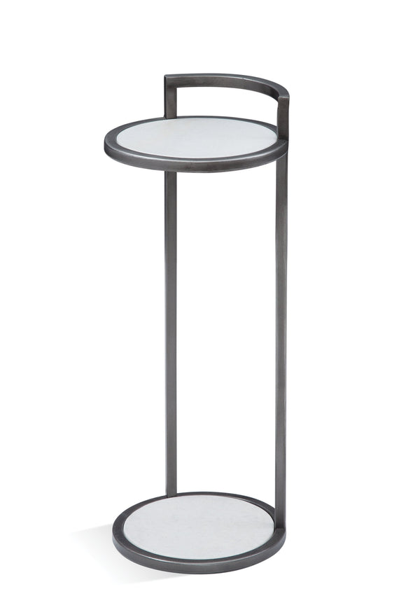 Basset Mirror Surrey Modern Martini Table – Chic Chair Side Accent With White Marble Inserts & Sleek Black Frame Black Metal ,Marble 5880-lr-223