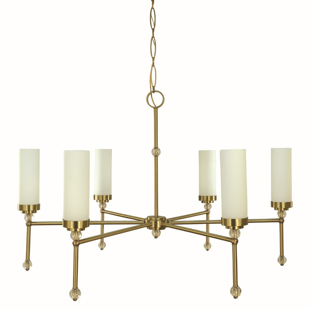 Framburg 6-light Brushed Brass Emily Dining Chandelier - Glamorous Crystal Accents & Handcrafted Elegance Brushed Brass Metal 5880 Br