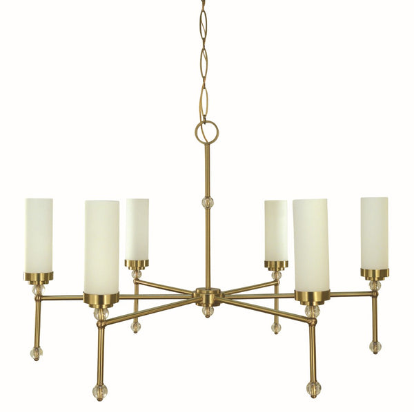Framburg 6-light Brushed Brass Emily Dining Chandelier - Glamorous Crystal Accents & Handcrafted Elegance Brushed Brass Metal 5880 Br