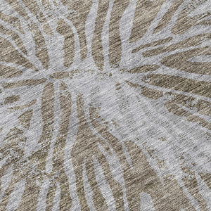 Homeroots 3' Modern Black Charcoal And Ivory Abstract Washable Indoor Outdoor Area Rug For Stylish Spaces 8' Round Polyester 588000