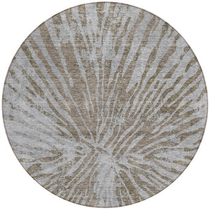 Homeroots 3' Modern Black Charcoal And Ivory Abstract Washable Indoor Outdoor Area Rug For Stylish Spaces 8' Round Polyester 588000