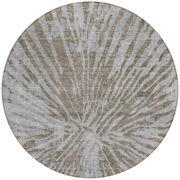 Homeroots 3' Modern Black Charcoal And Ivory Abstract Washable Indoor Outdoor Area Rug For Stylish Spaces 8' Round Polyester 588000