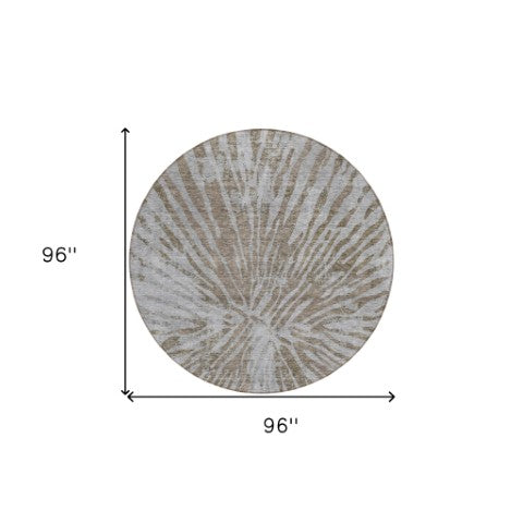 Homeroots 3' Modern Black Charcoal And Ivory Abstract Washable Indoor Outdoor Area Rug For Stylish Spaces 8' Round Polyester 588000