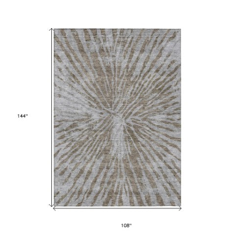 Homeroots 3' Modern Black Charcoal And Ivory Abstract Washable Indoor Outdoor Area Rug For Stylish Spaces 9' X 12' Polyester 588002