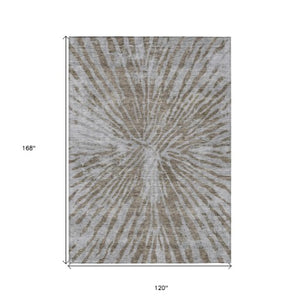 Homeroots 3' Modern Black Charcoal And Ivory Abstract Washable Indoor Outdoor Area Rug For Stylish Spaces 10' X 14' Polyester 588003