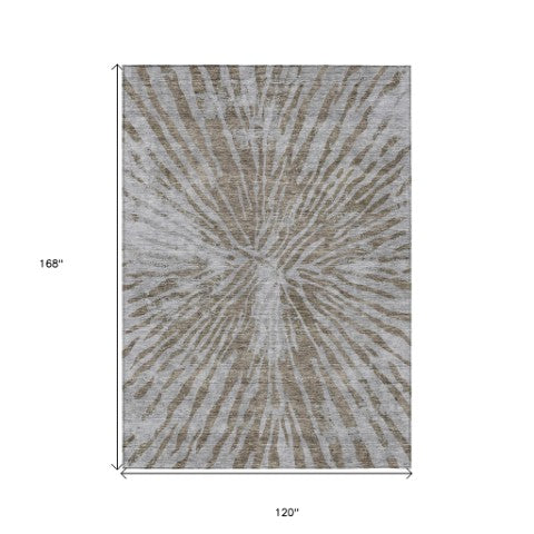 Homeroots 3' Modern Black Charcoal And Ivory Abstract Washable Indoor Outdoor Area Rug For Stylish Spaces 10' X 14' Polyester 588003
