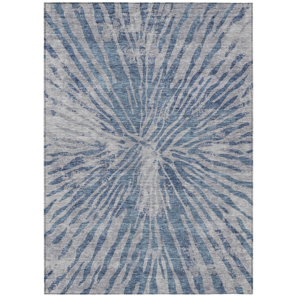 HomeRoots 9' Blue Gray and Silver Abstract Washable Area Rug - Stylish, Durable Design for Indoor and Outdoor Use 9' X 12' 588008