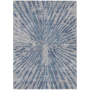 HomeRoots 9' Blue Gray and Silver Abstract Washable Area Rug - Stylish, Durable Design for Indoor and Outdoor Use 9' X 12' 588008