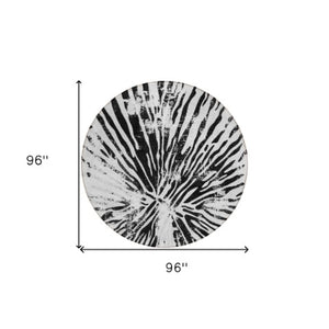 Homeroots 3' Modern Black Charcoal And Ivory Abstract Washable Indoor Outdoor Area Rug For Stylish Spaces 8' Round Polyester 588012