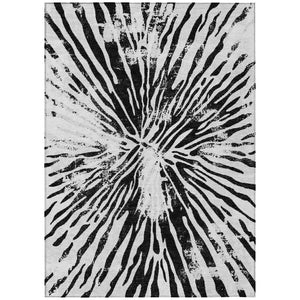 HomeRoots 5' Contemporary Abstract Ivory, Black, and Gray Washable Area Rug for Indoor and Outdoor Spaces 8' X 10' 588013
