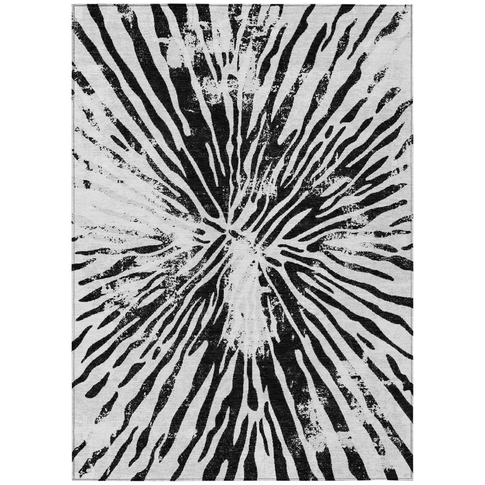 HomeRoots 9' Stylish Abstract Washable Area Rug in Ivory, Black & Gray – Perfect for Indoor & Outdoor Use 9' X 12' 588014
