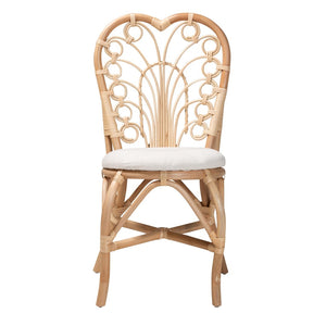 English Elm Bohemian Handwoven Kubu Rattan Mahogany Wood Dining Chair Organic Eclectic Style B2750P467670