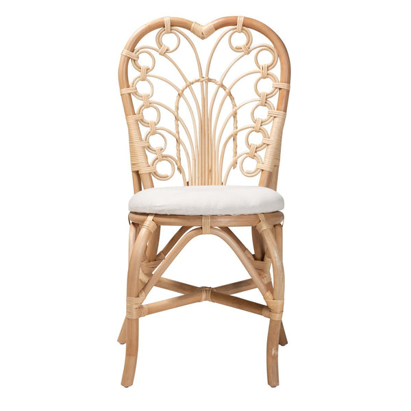 English Elm Bohemian Handwoven Kubu Rattan Mahogany Wood Dining Chair Organic Eclectic Style B2750P467670