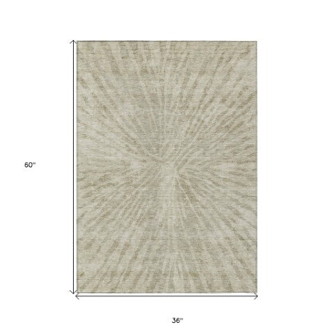 Homeroots 3' Modern Black Charcoal And Ivory Abstract Washable Indoor Outdoor Area Rug For Stylish Spaces 3' X 5' Polyester 588028