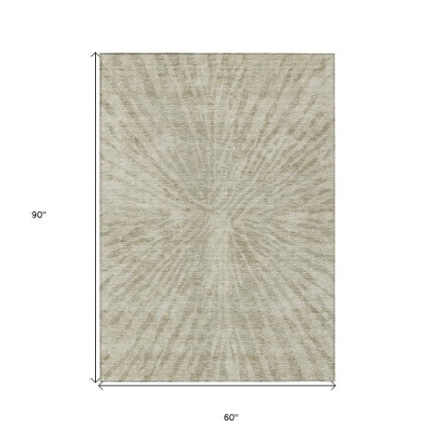 Homeroots 3' Modern Black Charcoal And Ivory Abstract Washable Indoor Outdoor Area Rug For Stylish Spaces 5' X 8' Polyester 588029