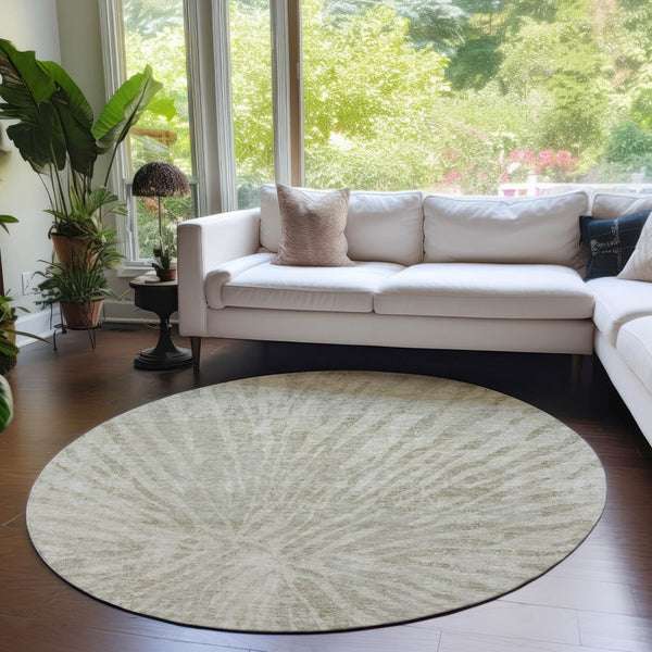 Homeroots 3' Modern Black Charcoal And Ivory Abstract Washable Indoor Outdoor Area Rug For Stylish Spaces 8' Round Polyester 588030