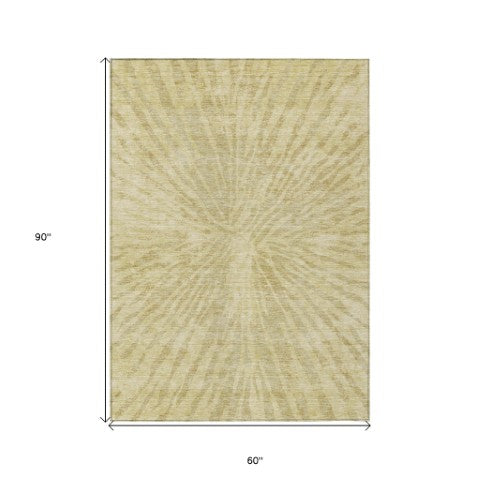 Homeroots 3' Modern Black Charcoal And Ivory Abstract Washable Indoor Outdoor Area Rug For Stylish Spaces 5' X 8' Polyester 588035