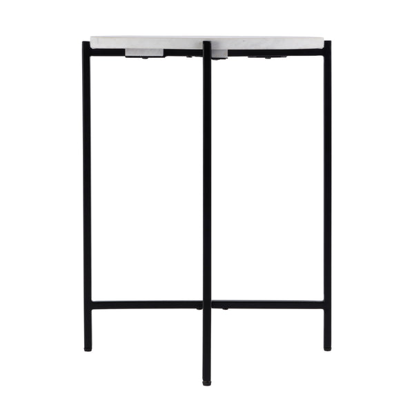 Butler Specialty Butler Mirabell 19" Round Marble Accent Table With Iron Base - Modern Elegance For Any Room Black,White Iron,Marble 5880389-butler