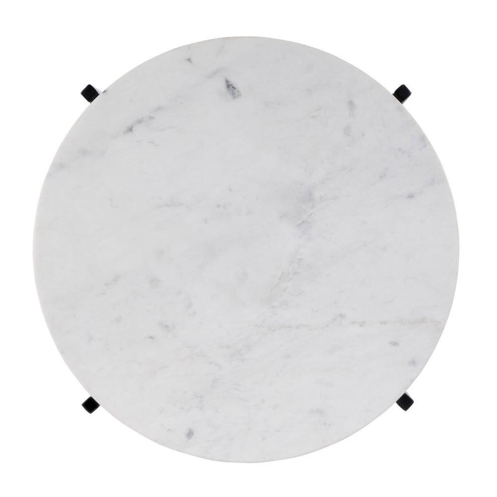 Butler Specialty Butler Mirabell 19" Round Marble Accent Table With Iron Base - Modern Elegance For Any Room Black,White Iron,Marble 5880389-butler