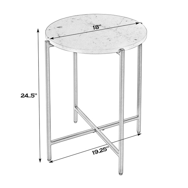 Butler Specialty Butler Mirabell 19" Round Marble Accent Table With Iron Base - Modern Elegance For Any Room Black,White Iron,Marble 5880389-butler