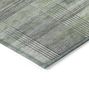 Homeroots 3' Striped Artichoke Green And Purple Washable Area Rug For Indoor And Outdoor Spaces, Durable Design 3' X 5' Polyester 588040