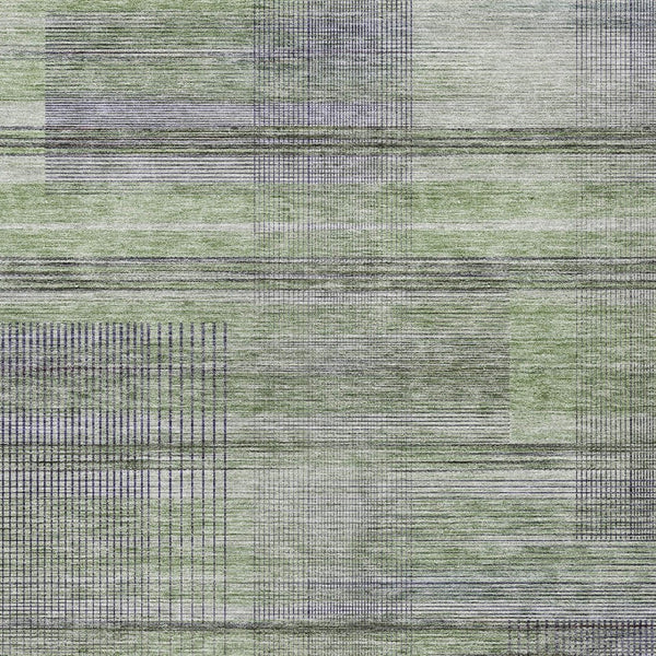 Homeroots 3' Striped Artichoke Green And Purple Washable Area Rug For Indoor And Outdoor Spaces, Durable Design 3' X 5' Polyester 588040