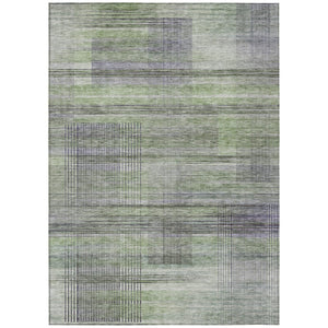 HomeRoots 5' Vibrant Striped Area Rug in Artichoke Green, Purple & Fern Green – Durable, Washable Comfort 5' X 8' 588041