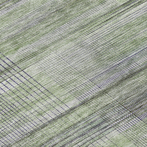 Homeroots 3' Striped Artichoke Green And Purple Washable Area Rug For Indoor And Outdoor Spaces, Durable Design 8' Round Polyester 588042